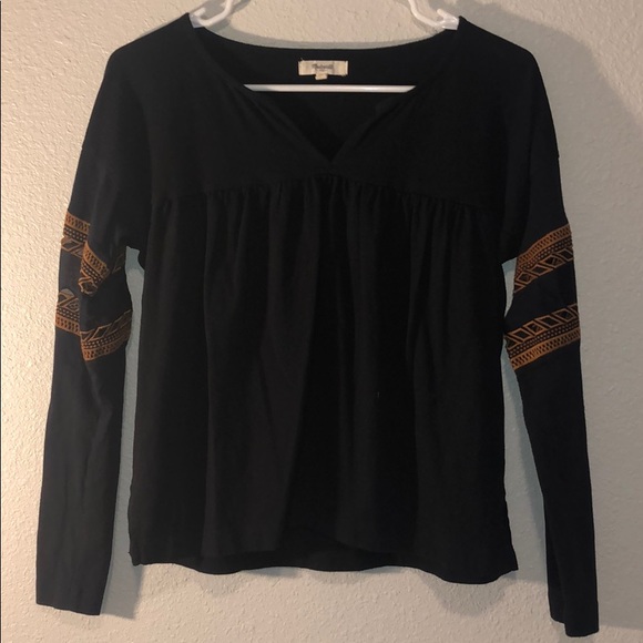 Madewell Black Top with Embroidery - Size Small - Picture 1 of 4